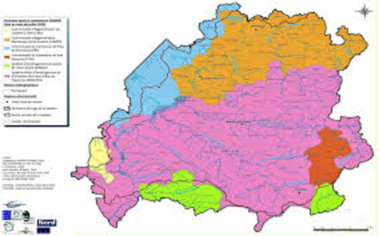 Carte du SMAECEA représentant les 75 communes en gestion